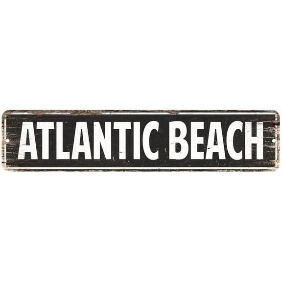 Atlantic Beach Vintage Look Gift Metal Sign Chic 4x18 104180008240