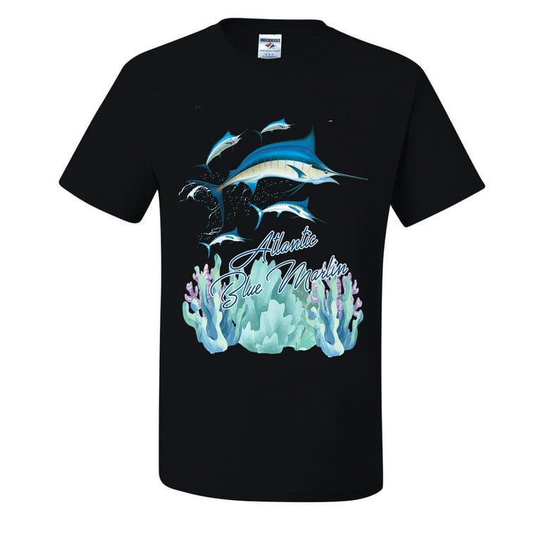 Atlantic Blue Marlin Fishing Lovers Mens T-shirts , Black, 2XL
