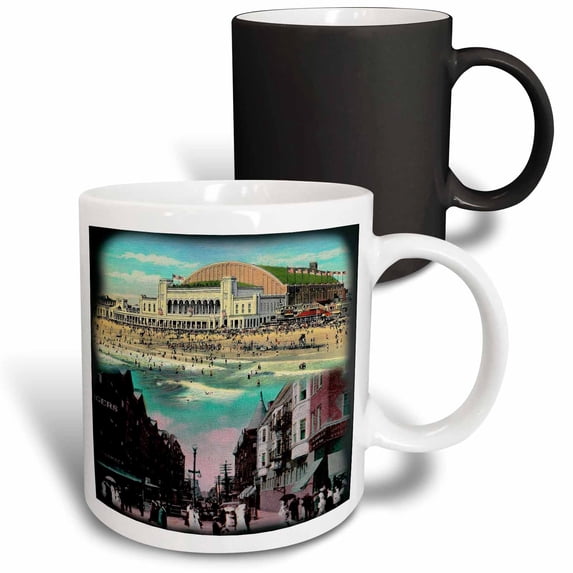 3drose, Atlantic City Auditorium and Boardwalk Early 1900s, 11oz Magic Transforming Mug