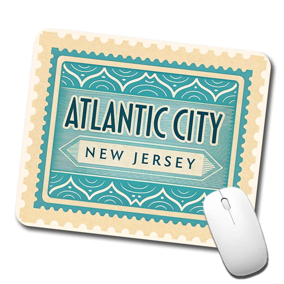 Atlantic City NJ New Jersey Travel Vacation Stamp Mouse Pad Low Profile Gaming Mat