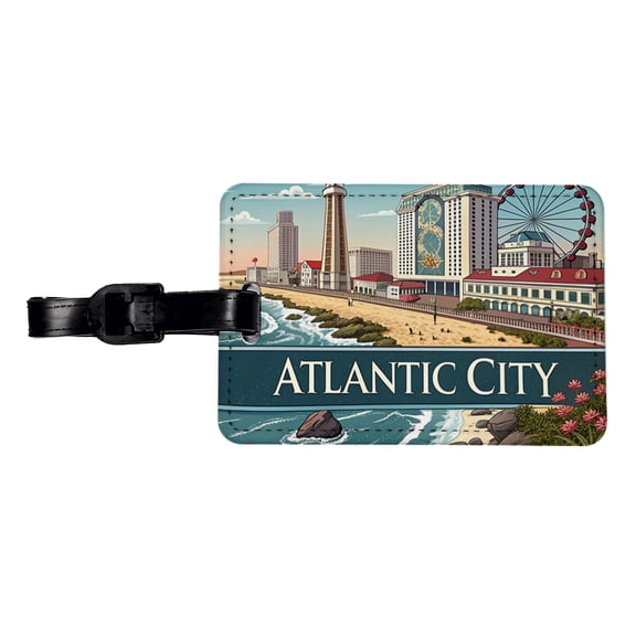Atlantic City, New Jersey NJ Travel City State Stamp Faux Leather Travel Luggage Tag