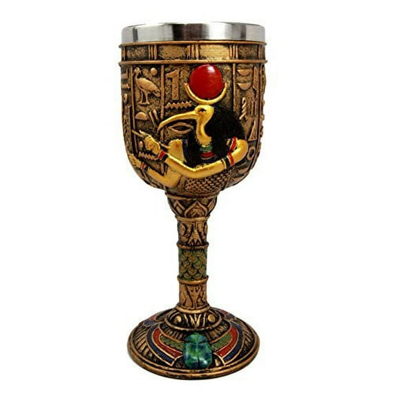 Atlantic Collectibles Ancient Egyptian God Of Knowledge & Technology Thoth 6oz Resin Wine Goblet Chalice With Stainless Steel Liner