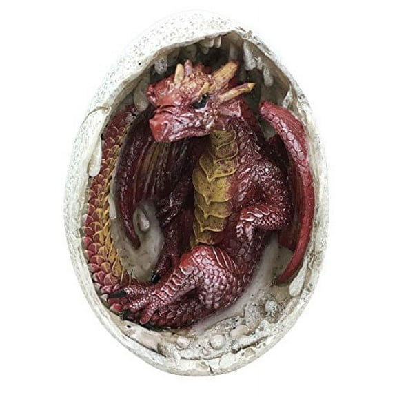 Atlantic Collectibles Ancient Mercury Red Dragon Hatchling Breaking Out Of Egg Shell Figurine Myth & Legends Collectible Statue Decor For Fantasy Lovers Game Of Thrones Khaleesi Mother of Dragons