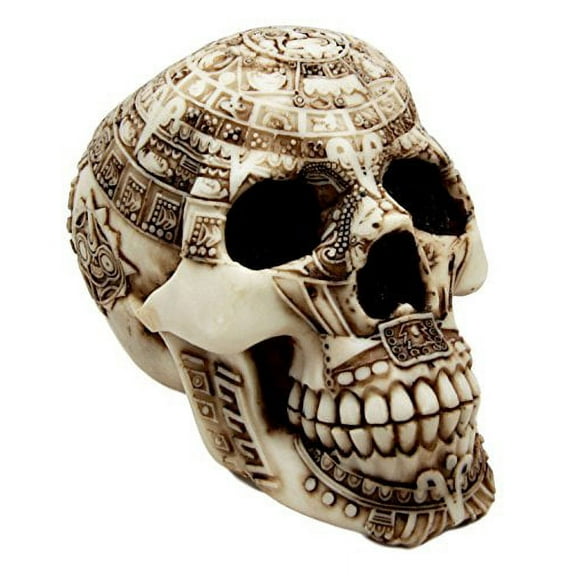 Atlantic Collectibles Aztec Nahuatl Codices Tattoo Skull Decorative Figurine