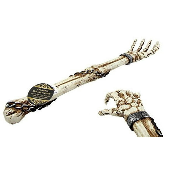 Atlantic Collectibles Creepy Ossuary Shackled Skeleton Hand Back Scratcher Figurine 15.25"L