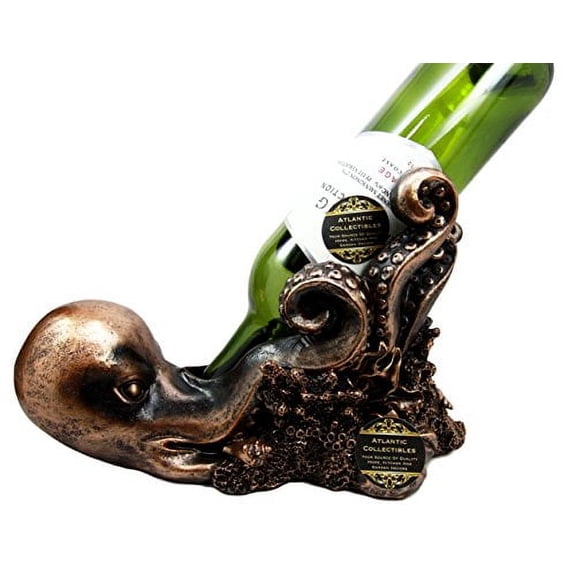 Atlantic Collectibles Deep Ocean Giant Creature Kraken Octopus Wine Bottle Holder Caddy Figurine 11" Long