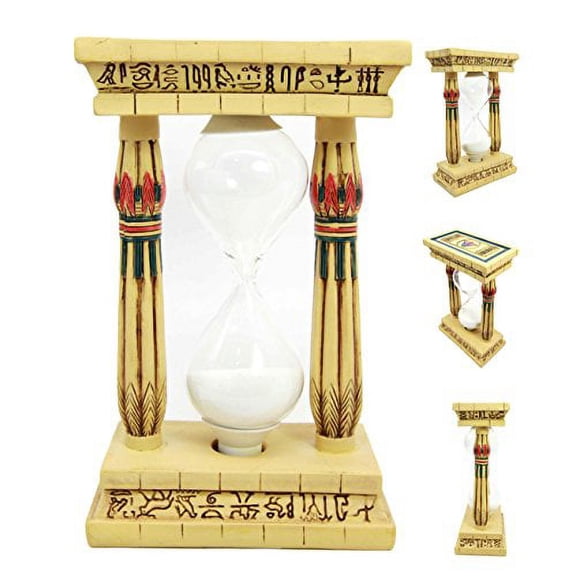 Atlantic Collectibles Egyptian Memphis Palace Pillar Hieroglyphs Column Sandtimer Desktop Figurine