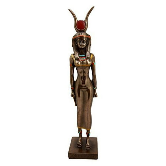 Atlantic Collectibles Egyptian Queen Goddess Isis Ra Decorative Figurine 9" Tall In Faux Bronze