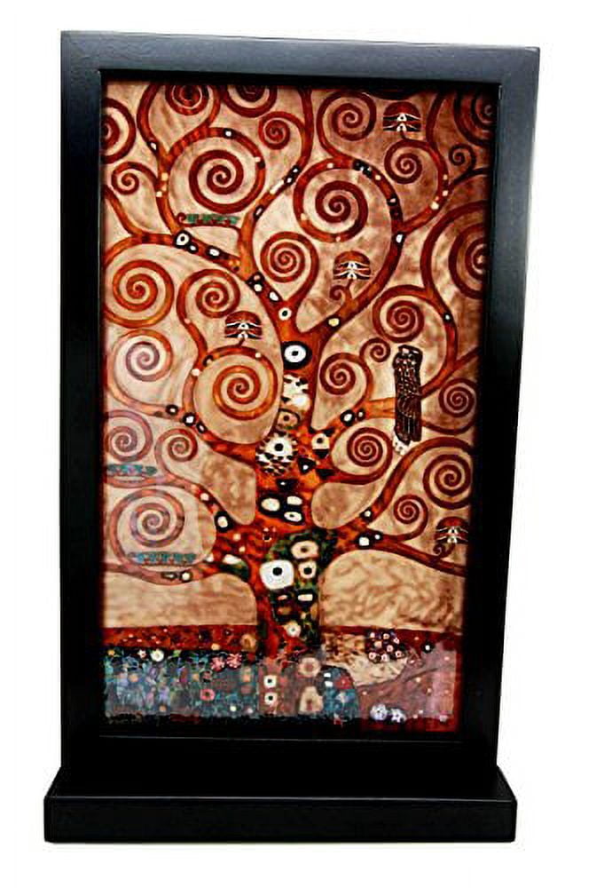 Gustav Klimt Tree of Life Stained Glass Art in Black Frame