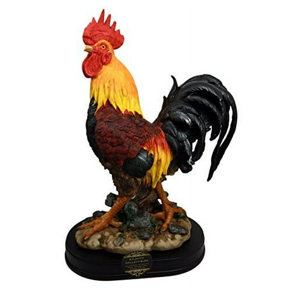 Atlantic Collectibles Large Decorative Sunshine Country Barnyard Farm Rooster Chicken Figurine 13.5"H