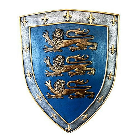 Atlantic Collectibles Large Medieval Knight Royal Arms Of England Three Lions Shield Wall Plaque 18"Tall