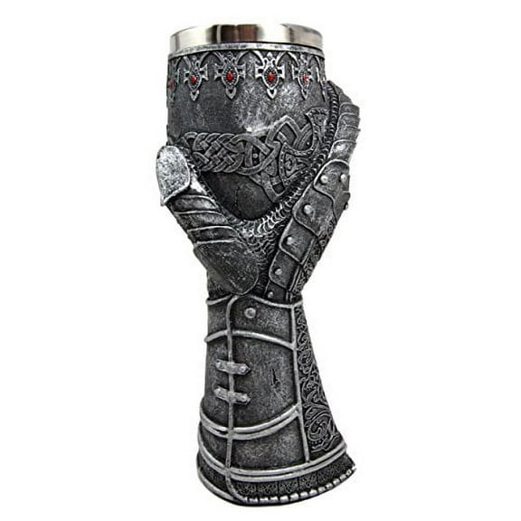 Atlantic Collectibles Medieval Knight Of Chivalry Gauntlet 9.5"H 8oz Wine Drink Goblet Chalice Cup