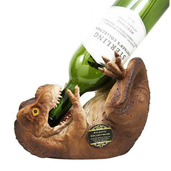 Atlantic Collectibles Prehistoric Dinosaur T-Rex 8.5" Long Wine Bottle Holder Caddy Figurine