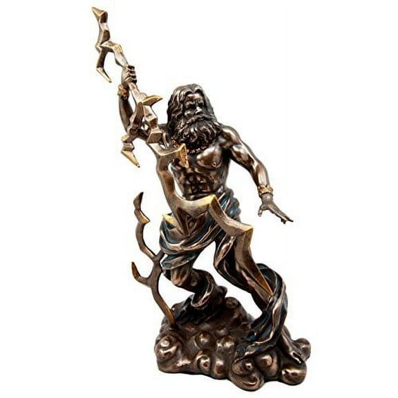 Atlantic Collectibles Roman Greek King Of The Olympians God Zeus Jupiter Holding Thunder Lightning Bolt From The Sky Figurine 11.25"H