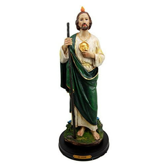 Atlantic Collectibles Saint Jude Thaddeus The Apostle Decorative Figurine With Brass Plate Engraved Base 13" Tall