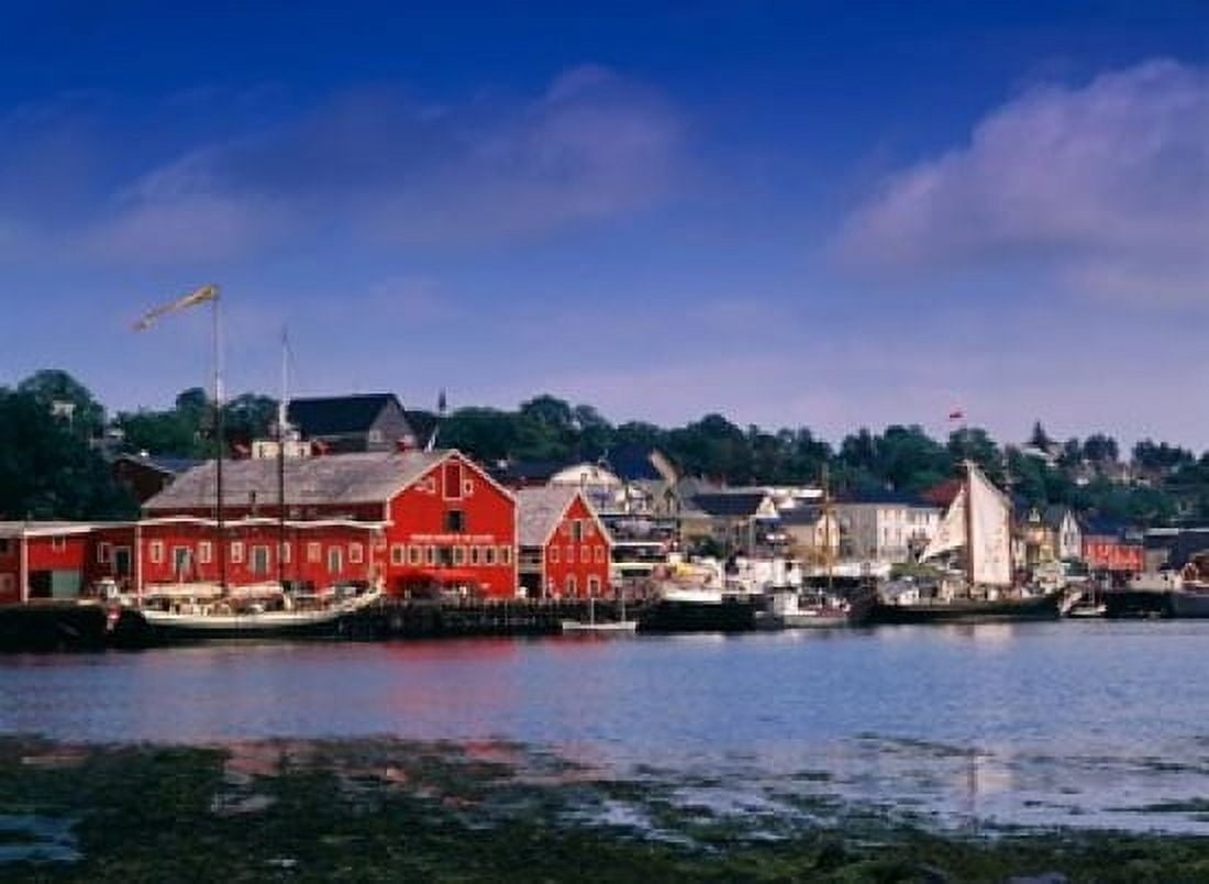 Atlantic Fisheries Museum and Lunenburg Harbor Canvas Art - Walter Bibikow DanitaDelimont (35 x 26)