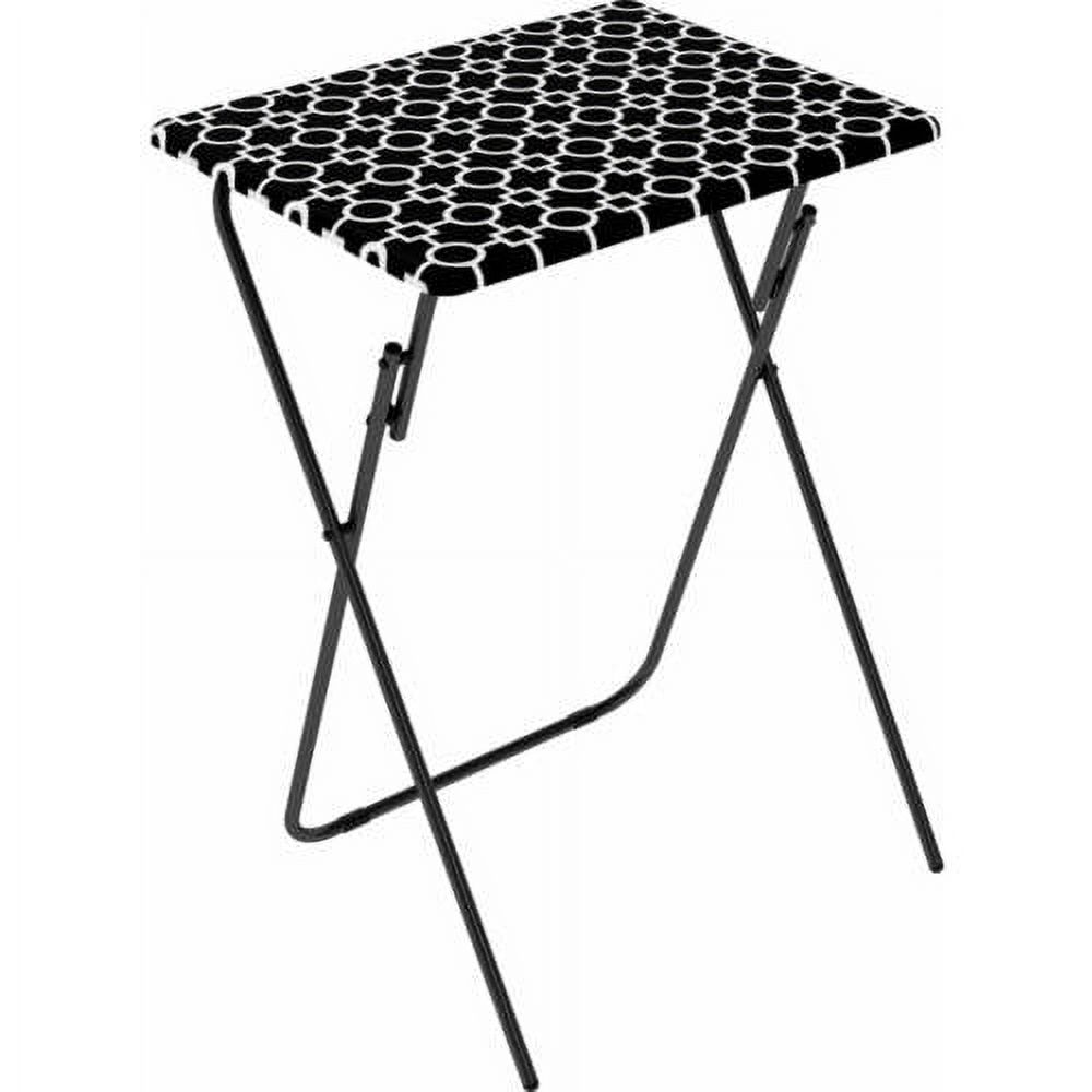 Atlantic Folding TV Tray/ Side Table (Set of 2), Black and White