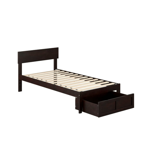 Atlantic Furniture AG8112221 Boston Twin Size Bed with Foot Drawer, Espresso