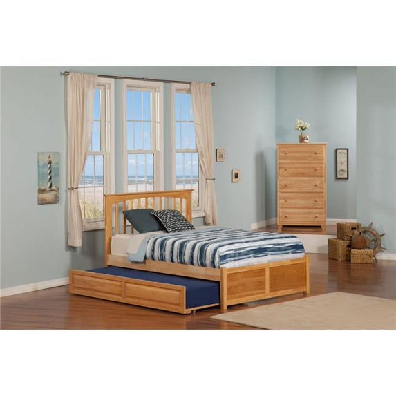 Atlantic Furniture AP9032015 Brooklyn Flat Panel Footboard with Trundle Bed - Natural Maple, Full Size