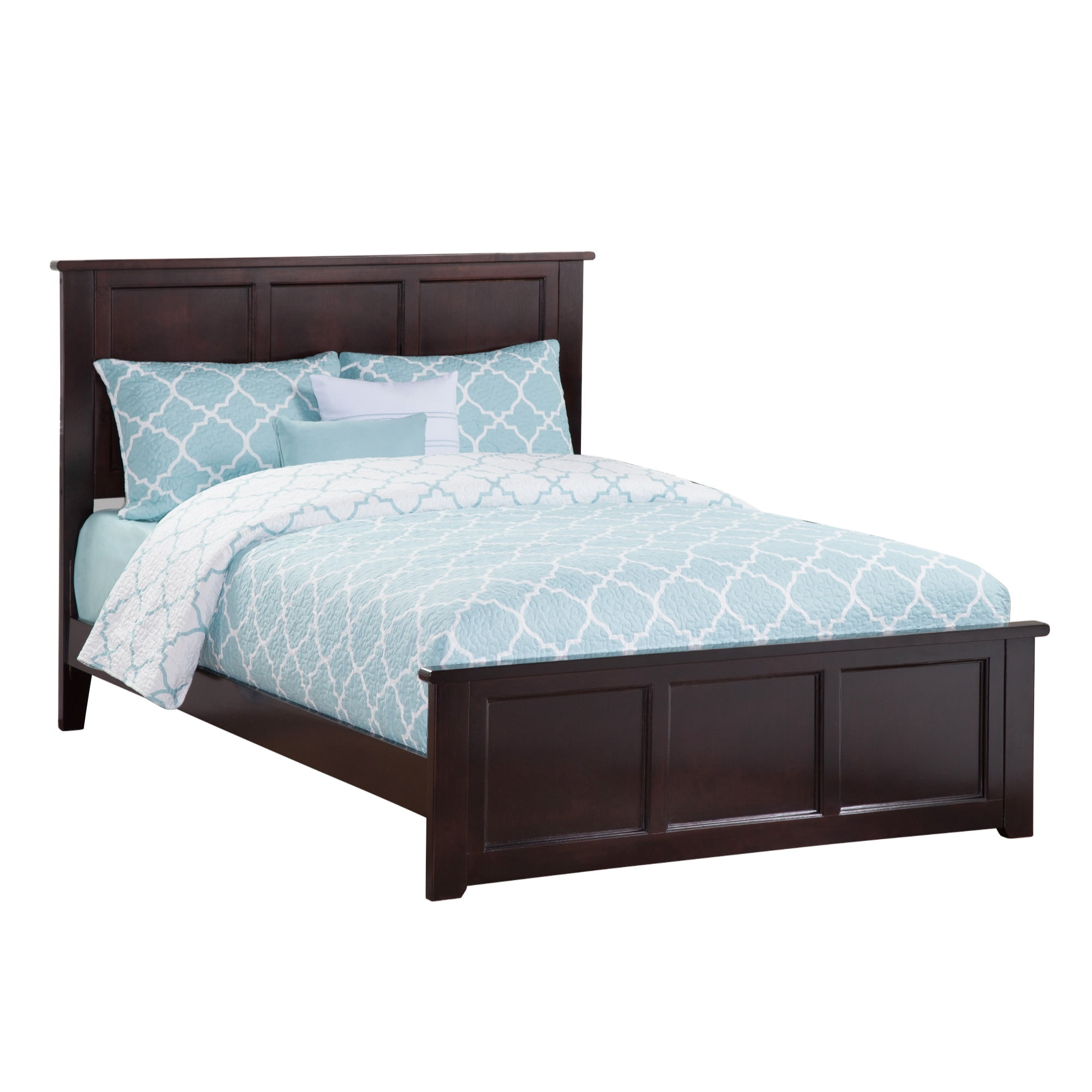 Madison Espresso Full Wood Platform Bed with Headboard and Slats