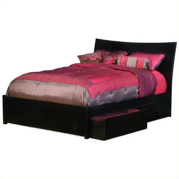 Atlantic Furniture Milano Platform Bed with Flat Panel Footboard in Espresso Finish-King