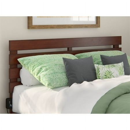 Atlantic Furniture Oxford Queen Headboard in Walnut with USB Turbo Charger