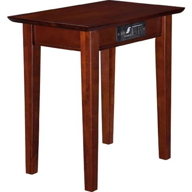 Walnut Shaker Chair Side Table with Charging Station