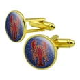 thumbnail image 1 of Atlantic Lobster on Blue Waves Round Cufflink Set Gold Color, 1 of 5