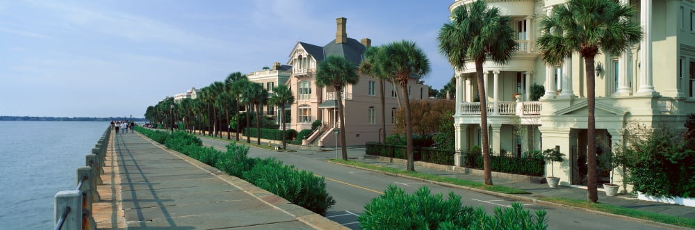Atlantic Ocean with historic homes of Charleston SC Canvas Art - Panoramic Images (27 x 9)