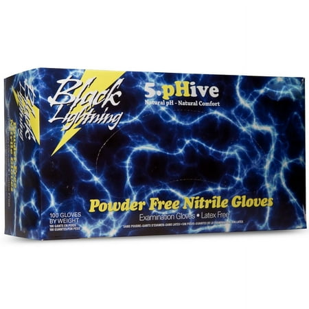 Black Lightning Exam Gloves, Disposable, Nitrile, Extra Large, 100pk