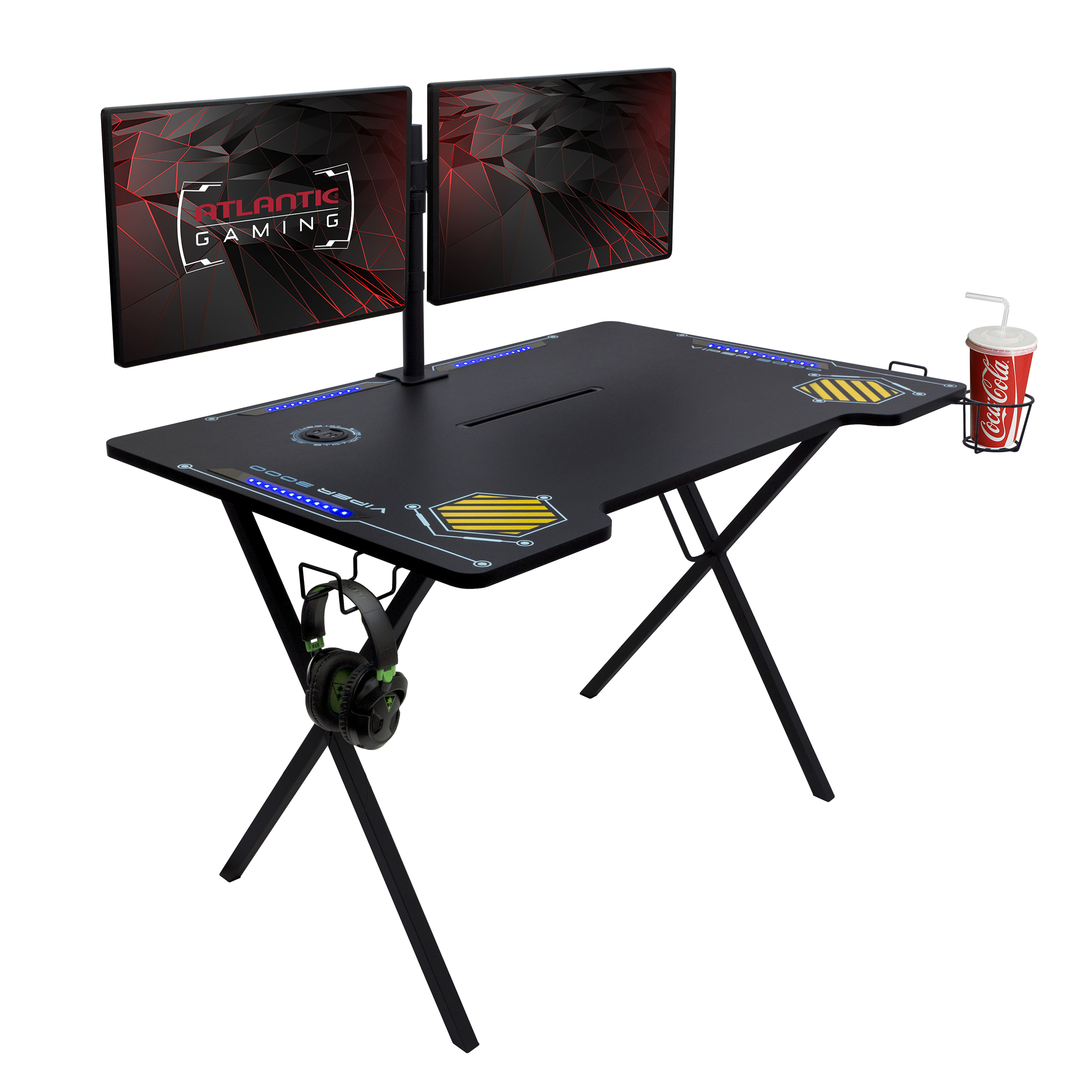 Atlantic Viper 3000 Gaming Desk with LED Lights, 52.5"W x 32.5" D x 29.6"H, Black - image 1 of 8