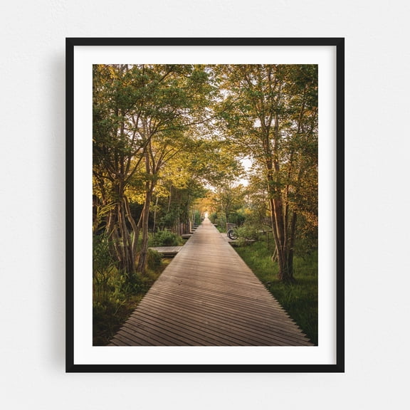 Atlantic Walk - Fire Island New York Photography Nature Boardwalk Forest Landscape Autumn Black Framed Wall Art Print 5 x 7 inches