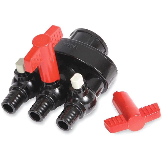Black and Red Plastic 3-Way Diverter for Fountain Basins