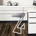 thumbnail image 1 of Atlantis 26 in. Counter Height Backless Barstool in Brushed Stainless Steel with Grey Faux Leather, 1 of 1