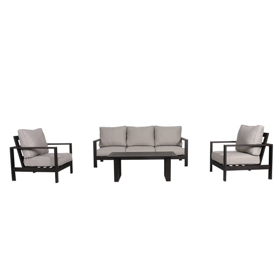 Atlantis Aluminum Frame Sofa and Club Chair Set in Brown/Silver Cushion