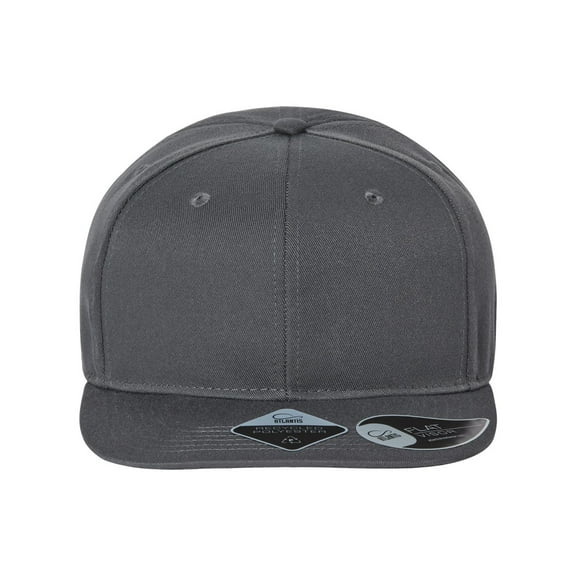 Atlantis Headwear B02495590 Sustainable Flat Bill Cap, Dark Grey - Adjustable Size
