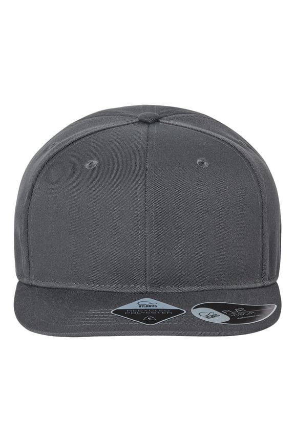 Headwear B02495590 Sustainable Flat Bill Cap, Dark Grey - Adjustable Size