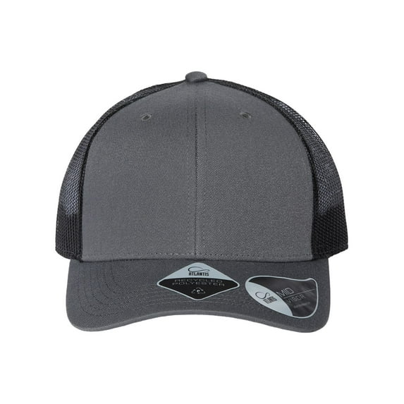 Atlantis Headwear B97995590 Sustainable Trucker Cap, Dark Grey & Black - Adjustable Size