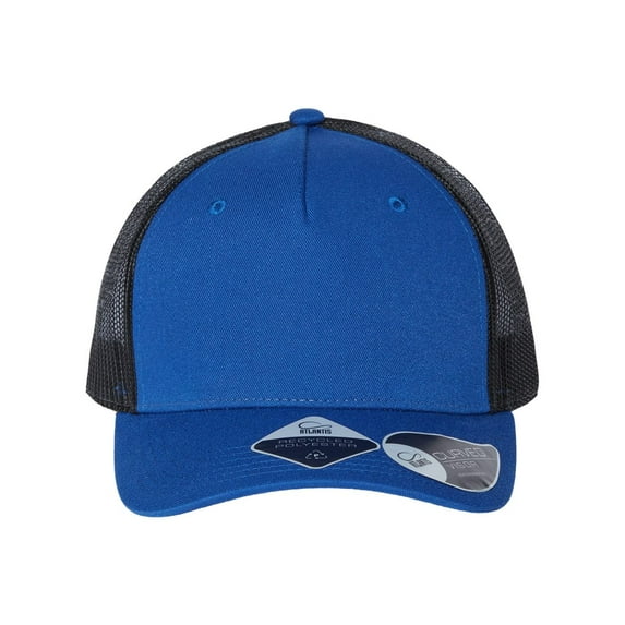 Atlantis Headwear B98095750 Sustainable Five-Panel Trucker Cap, Royal & Black - Adjustable Size