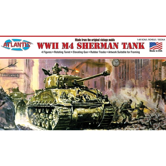 World War II M4 Sherman Medium Tank with Four Figures 1/48 Scale Model Kit
