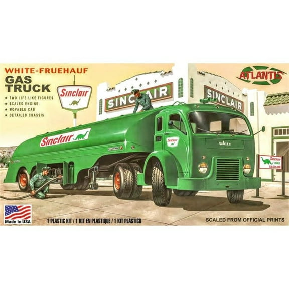 Atlantis Models AANH1402 1-48 Vintage White Gasoline Truck Plastic Model Kit, Green