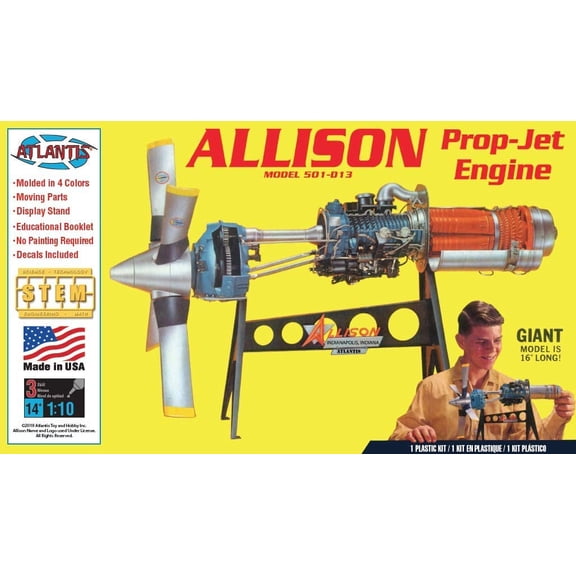 Allison Model 501-D13 Prop Jet Aircraft Engine STEM 1:10 Scale Model Kit