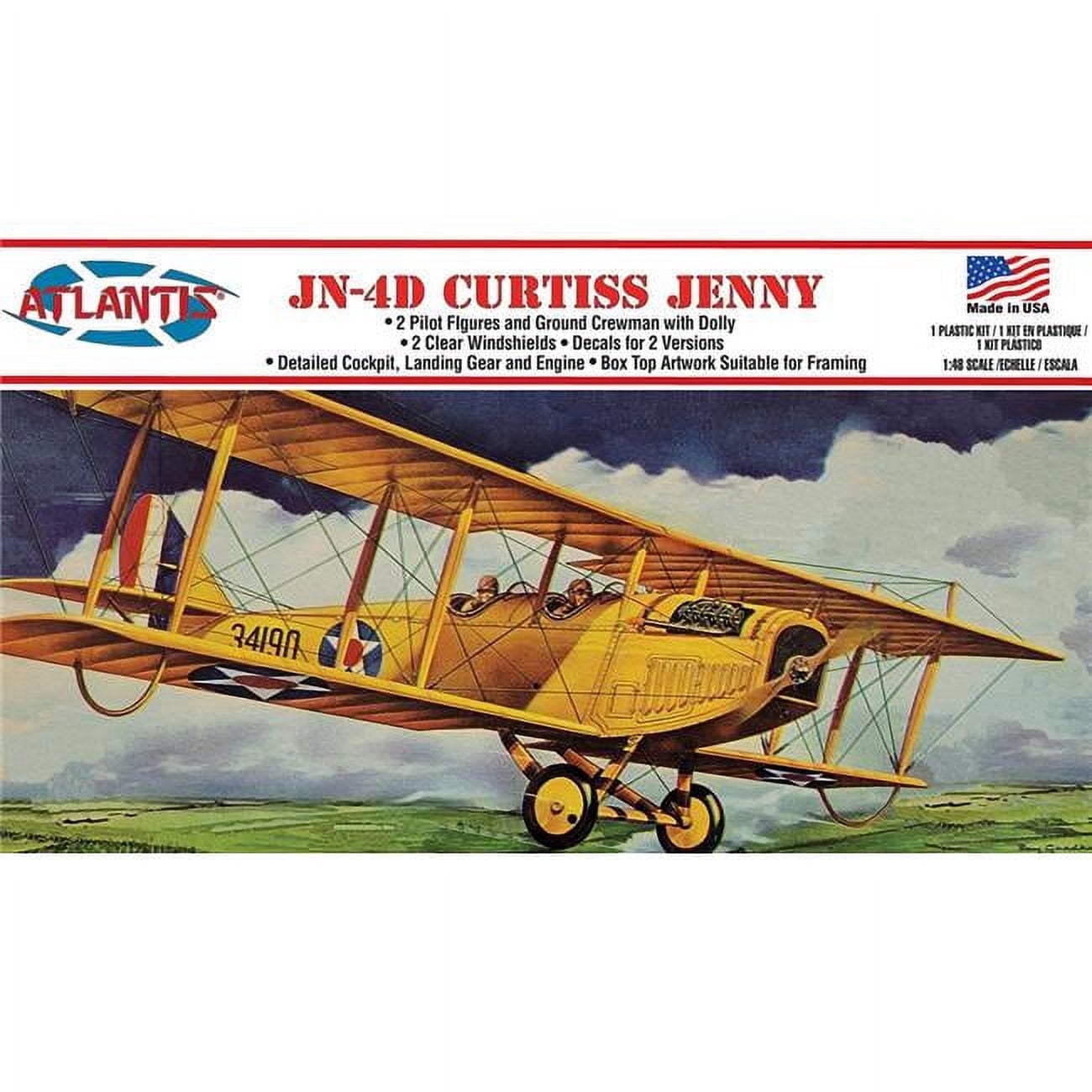 Atlantis Curtiss Jenny JN-4 Airplane 1:48 Scale Plastic Model Kit AANL534