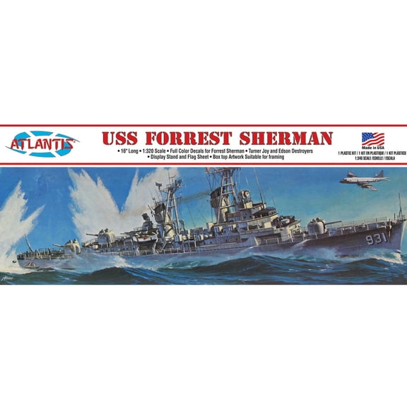 Atlantis USS Forrest Sherman Destroyer Plastic Model Kit 16 Inch