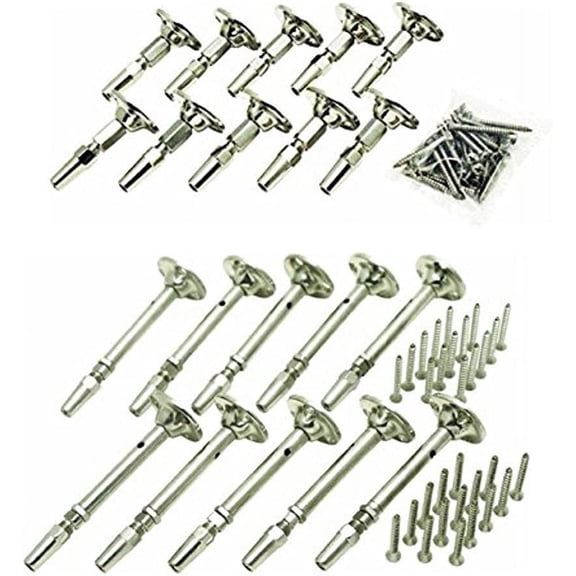 Atlantis Rail Easy System Swivel Terminating End / Turnbuckle (10 Pack) and Cable Tensioner-Flat (10 Pack) for Cable Railing
