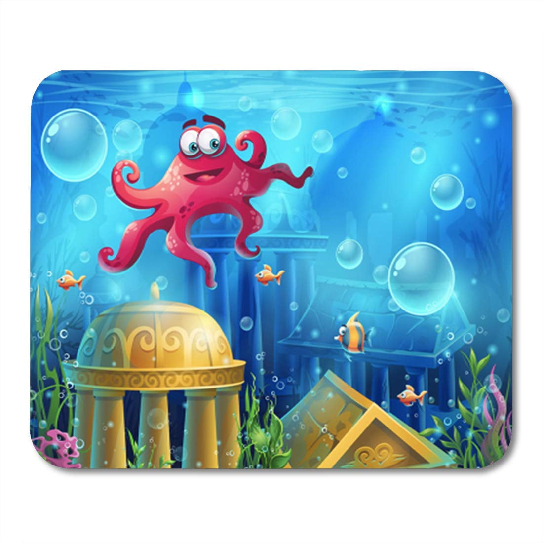 Atlantis Ruins Cartoon Octopus Screen to The Computer Game Mousepad ...