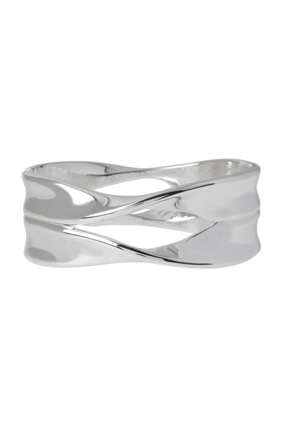 Atlantis Silvertone Sculptural Bracelet