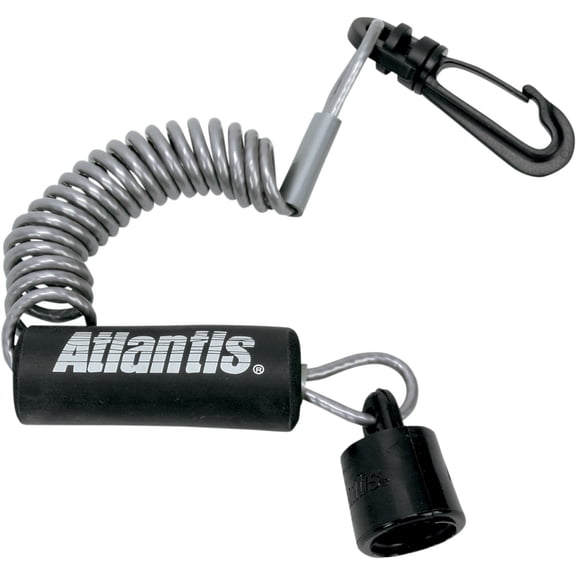 Atlantis Sea-Doo DESS Security Lanyard, Black/Silver, Polyurethane with Nylon Cord, Wrist Style, OEM Alternative (A7445DES)