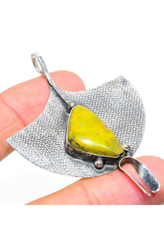Natural Atlantisite Gemstone Handmade 925 Sterling Silver Pendant 2.60"