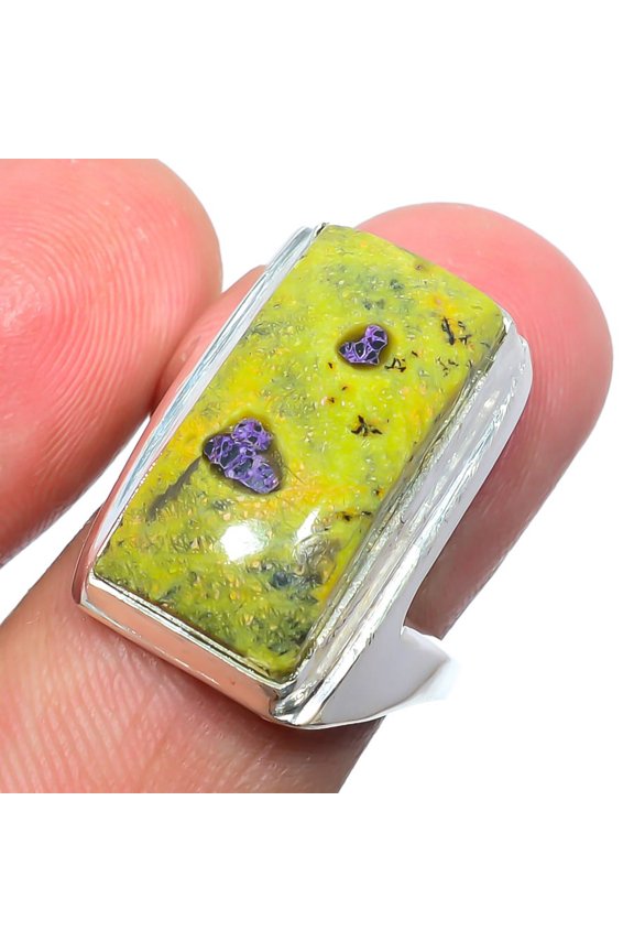 Atlantisite Stichite 925 Silver Ring Size 8|Handmade Ring, Gift for her, Green Ring, Gemstone Silver Jewelry